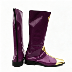 Code Geass Zero Cosplay Boots, Custom Purple Gold Knee High Shoes for Halloween Comic Con