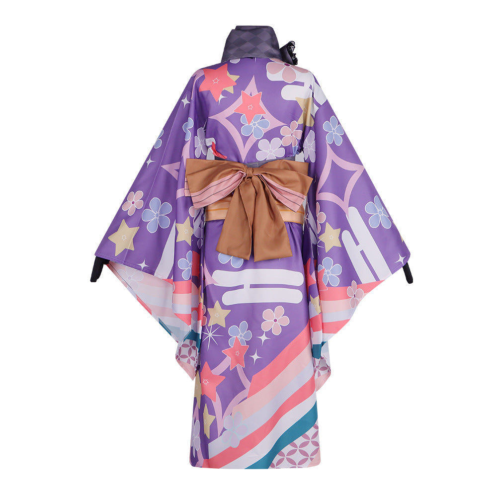 Magical Girl Madoka Cosplay Costume Homura Akemi Japanese Yukata Kimono Anime Role Play Outfit - Halloweez