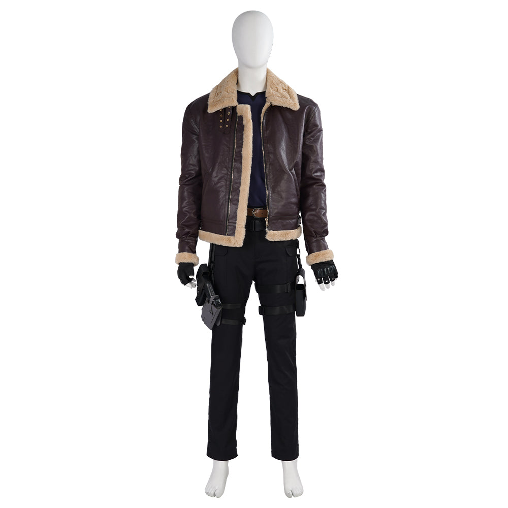 Halloweez Resident Evil 4 Leon Cosplay Costume - Men's Full Set for Halloween & Gaming Parties
