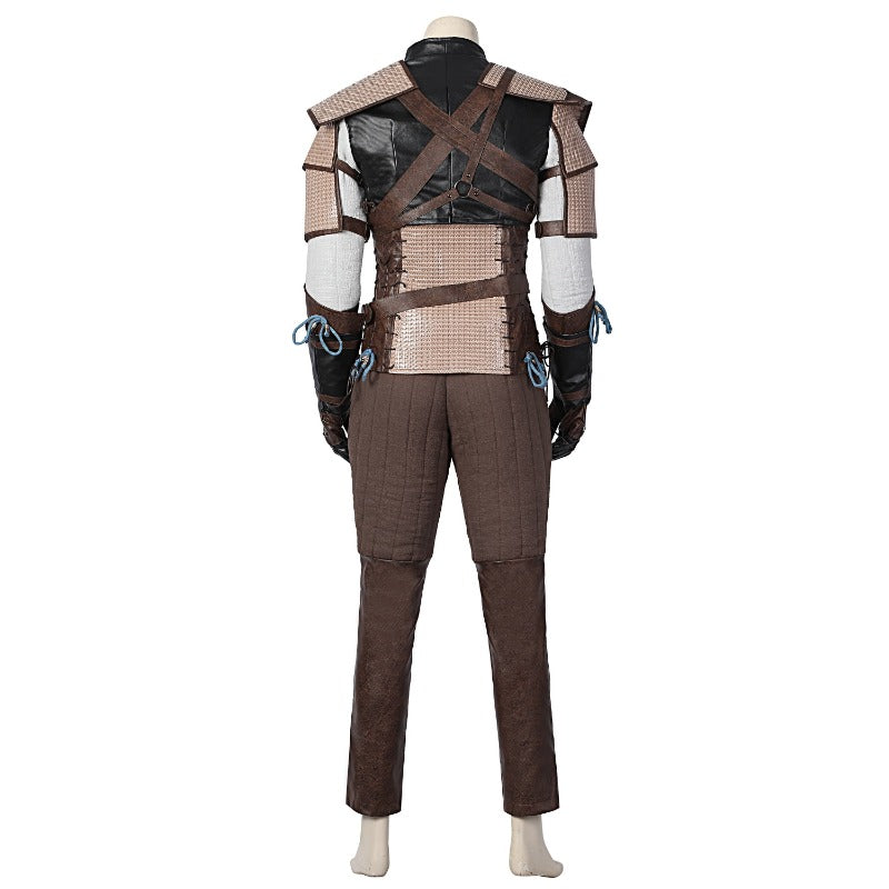 Halloweez Geralt of Rivia Cosplay Leather Jacket - Wild Hunt Hero Suit for Halloween