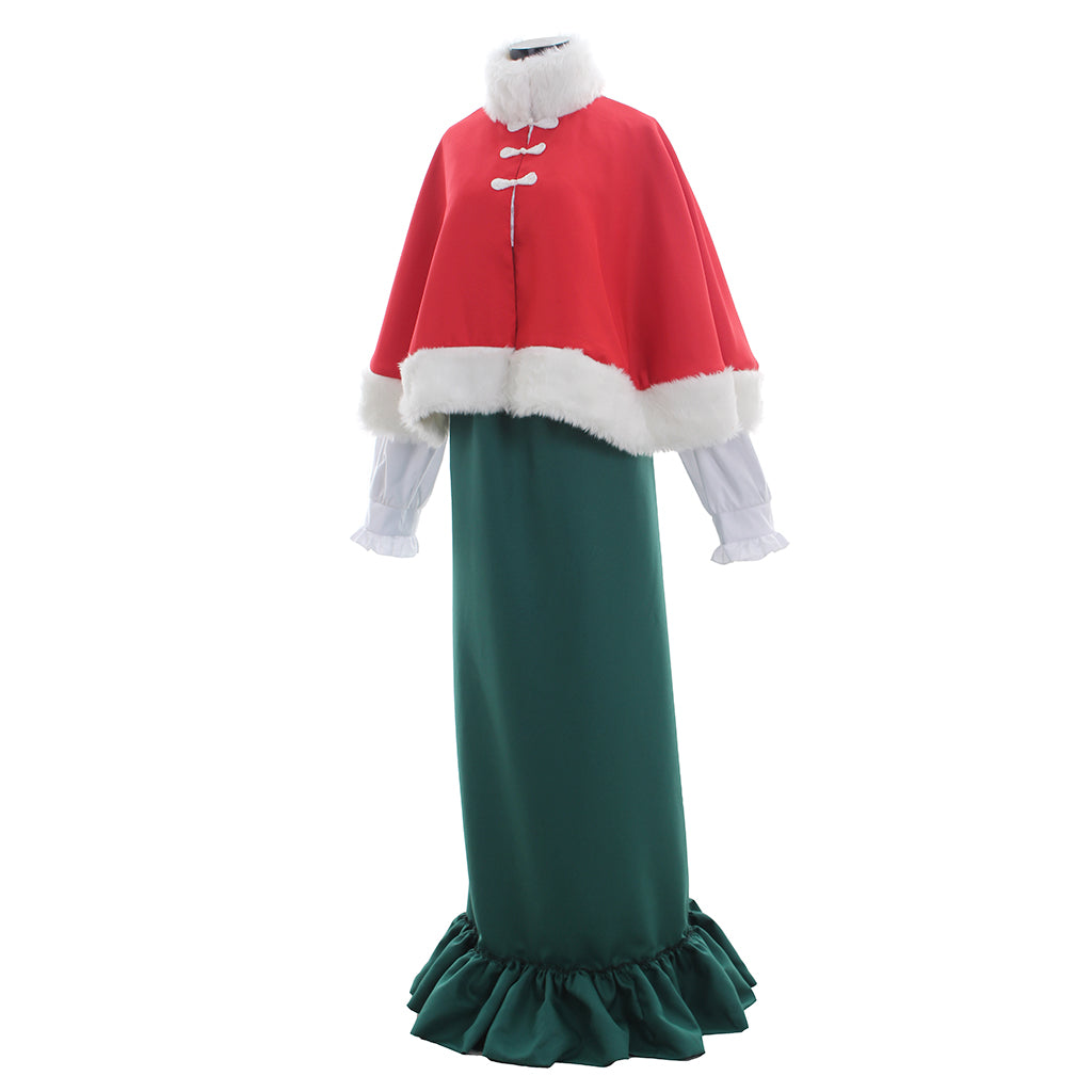 Costume de cosplay élégant pour adultes avec haut rouge et vert victorien Halloweez