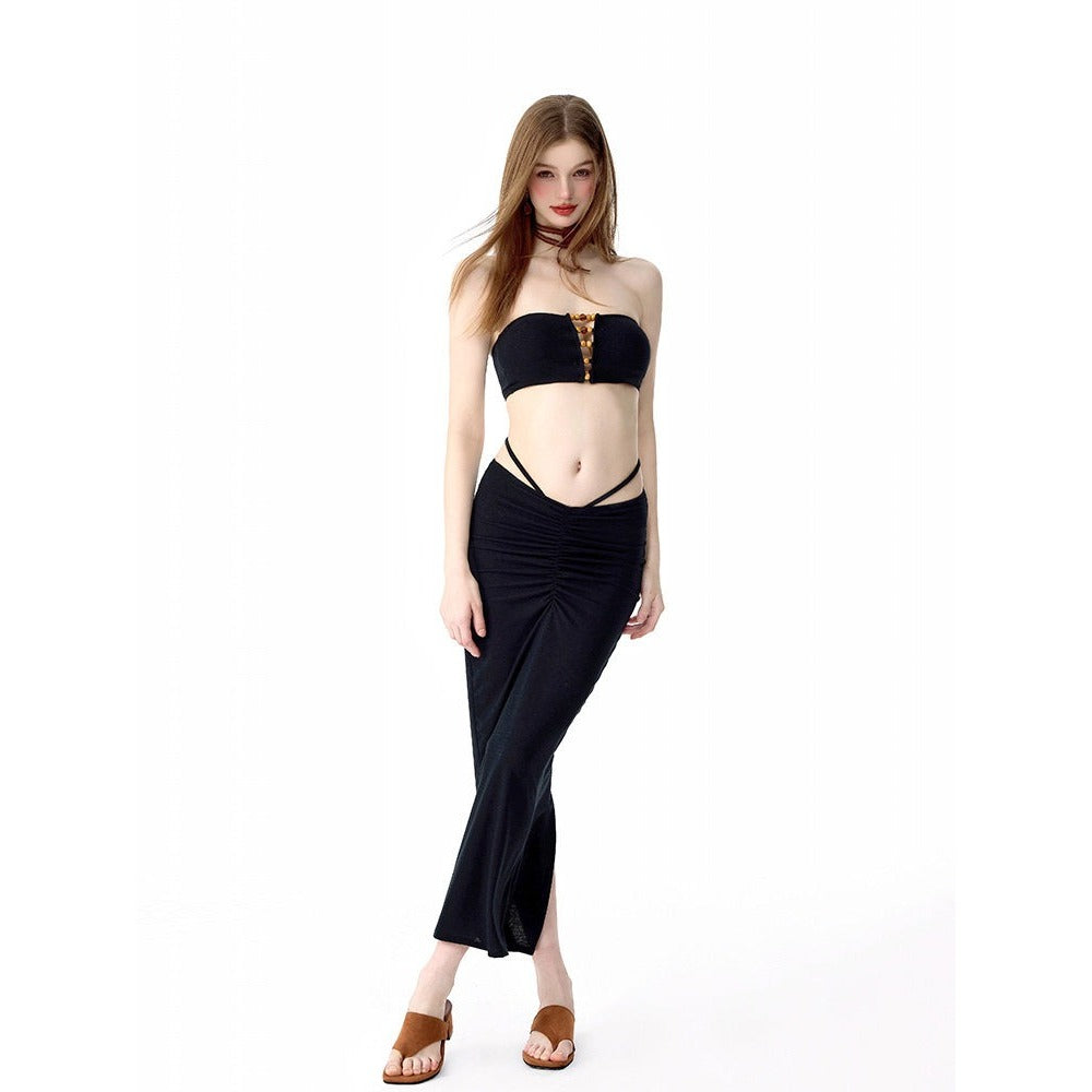 Stunning Hot Girl Bikini with Long Maxi Dress for Spa Beach Vacation Look - Halloweez