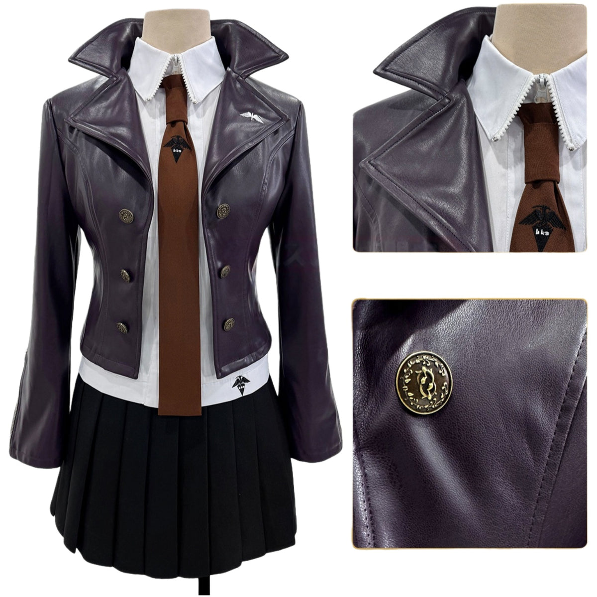 Danganronpa Kirigiri Kyoko Casual Cosplay Costume - Premium Leather Material Cosplay Outfit for Anime Conventions - Halloweez