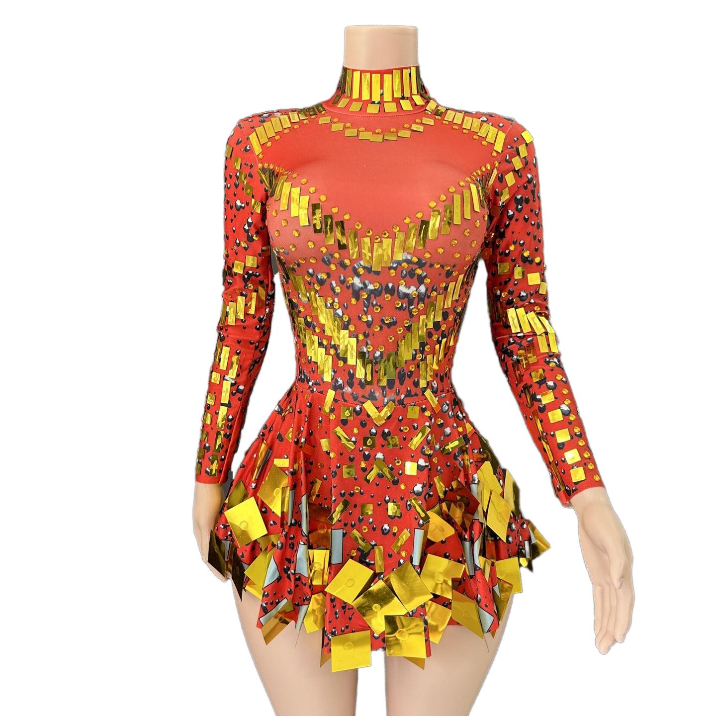 Nofans Spring Long Sleeve Slim A-Line Short Hem Diamond Lens Halter Backless Evening Gown Sexy Cosplay Dress - Halloweez