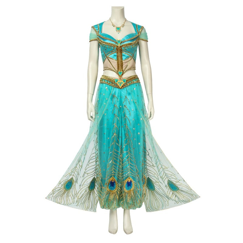 Halloweez Peacock Dress - Adult Princess Jasmine Cosplay Costume Inspired by Aladdin