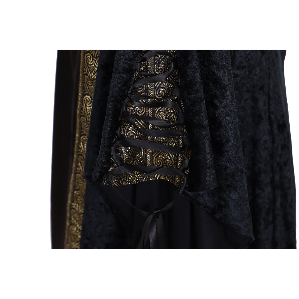 Robe Renaissance médiévale élégante en velours noir - Robe de bal personnalisée Halloweez