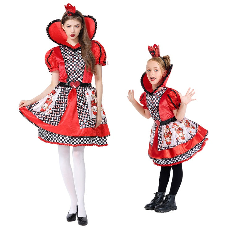 Queen of Hearts Cosplay Costume Alice in Wonderland Halloween Dress