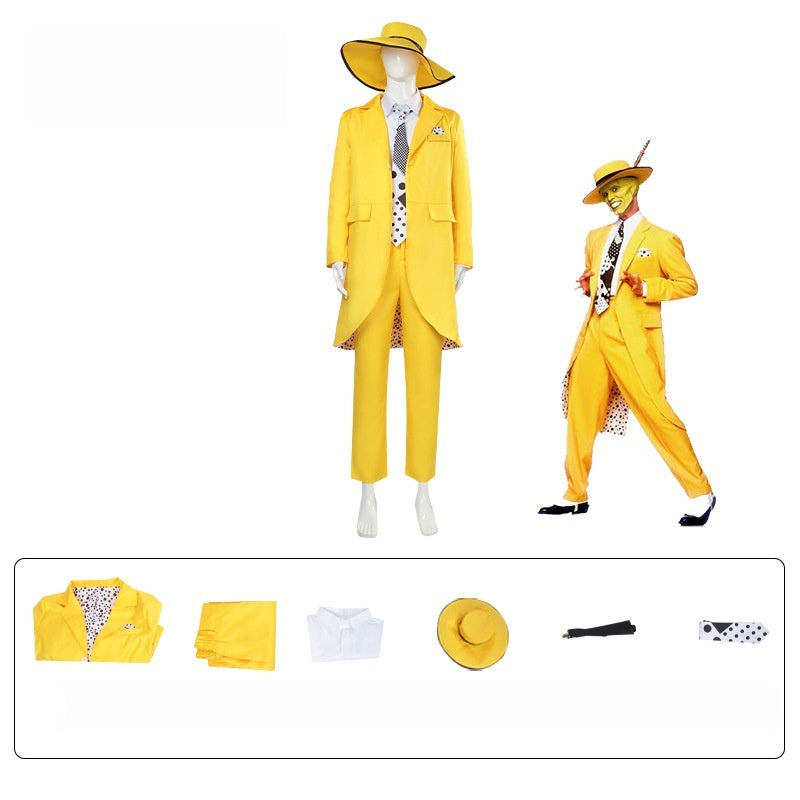 Halloween Costume The Mask Cosplay Jim Carrey Yellow Suit Cosplay - Halloweez