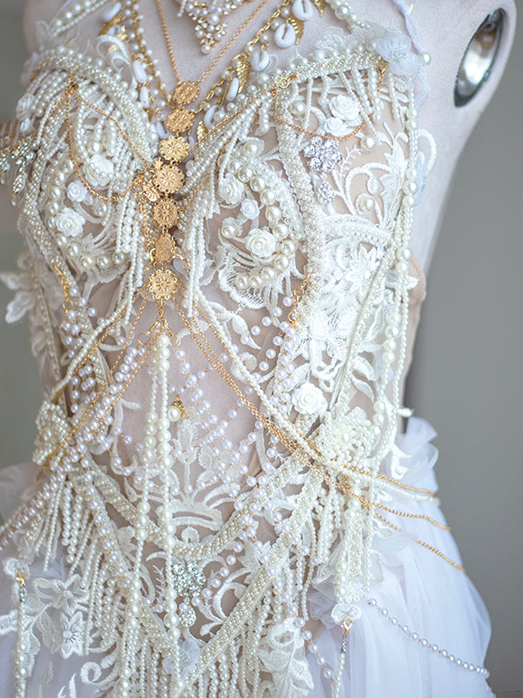 Pearl Bodysuit Exotic Style Fairy Angel Dress for EDC and Cosplay - Halloweez