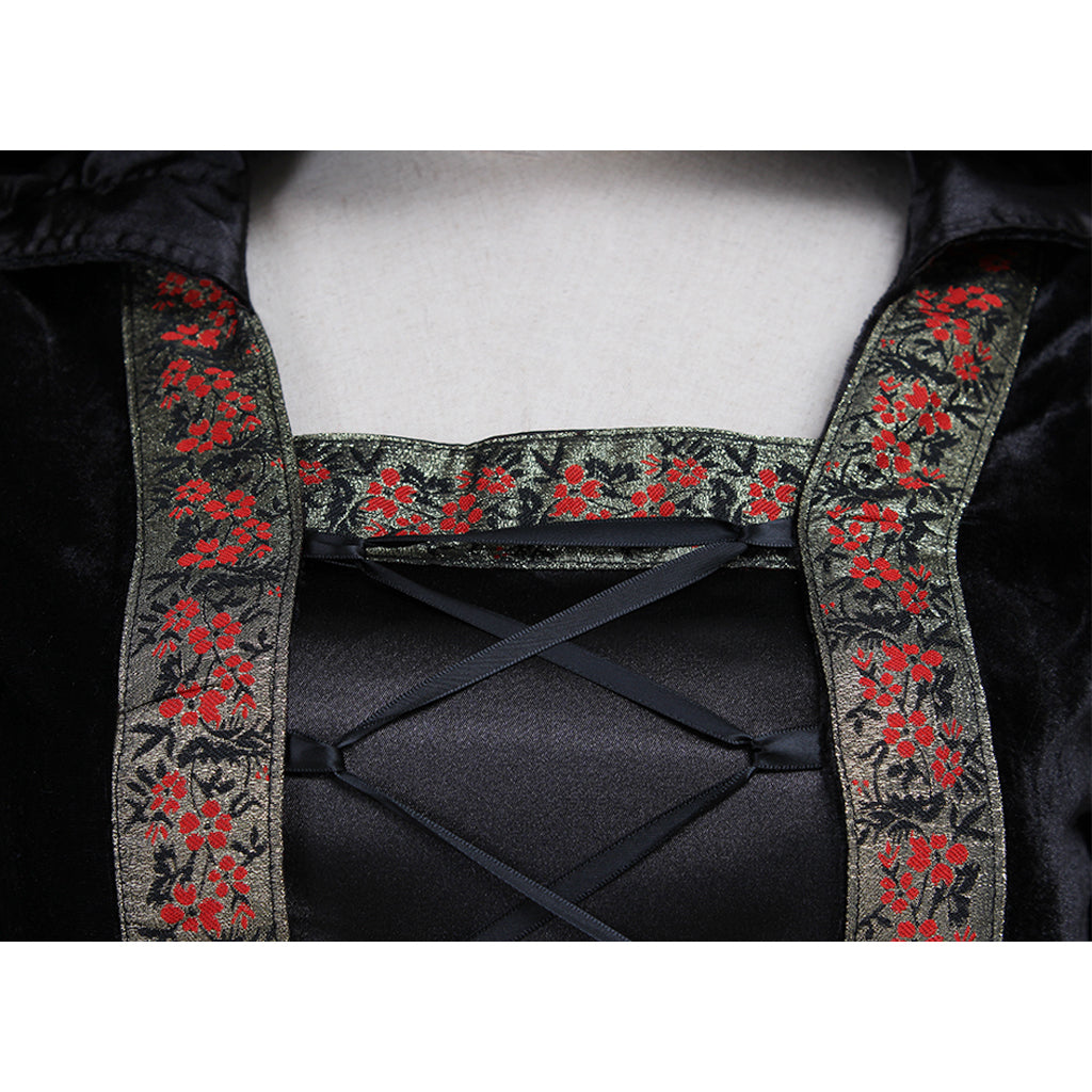 Robe élégante en velours noir pour Halloween, costume de cosplay victorien rococo gothique punk