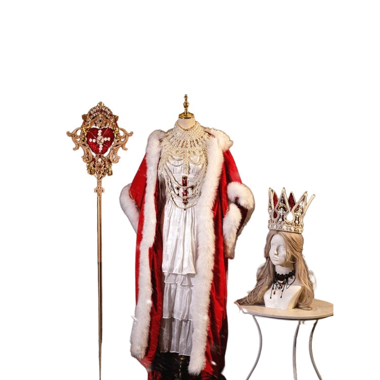 Catherine the Great Coronation Red Velvet Cape - Medieval Russian Empire Cosplay Costume - Halloweez