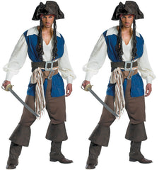 Pirates of the Caribbean Captain Jack Sparrow Cosplay Costume for Men - Halloween Movie Role Play Outfit - Halloweez