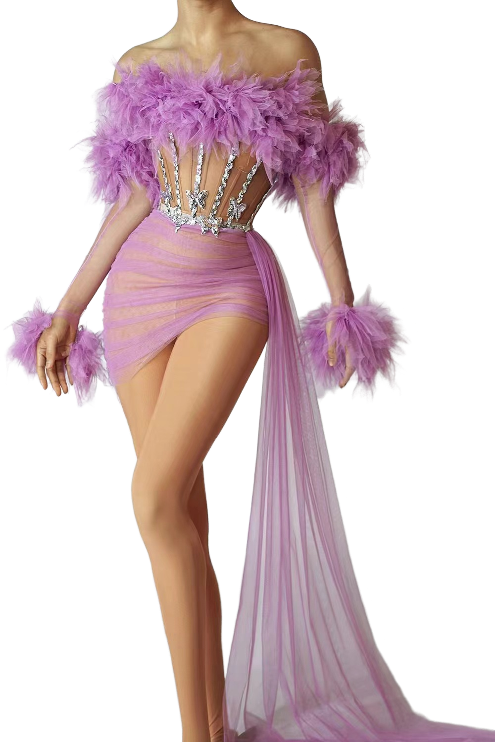 Nightclub Party Dress - Fluorescent Green Performance Costume for Club, Bar, Singer, Model, Birthday Party, Cosplay - Halloweez