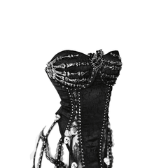 Celebrity Inspired TDH Original Heavy Work Handmade Pure Black Gothic Lace-Up Corset Cage Affordable Bustier Top with Built-in Pads - Halloweez