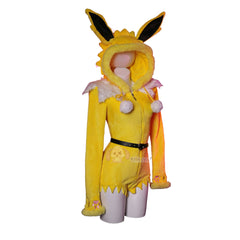 Official Pokemon Yellow Jolteon Plush Animal Cosplay Costume Hooded Pajamas - Halloweez