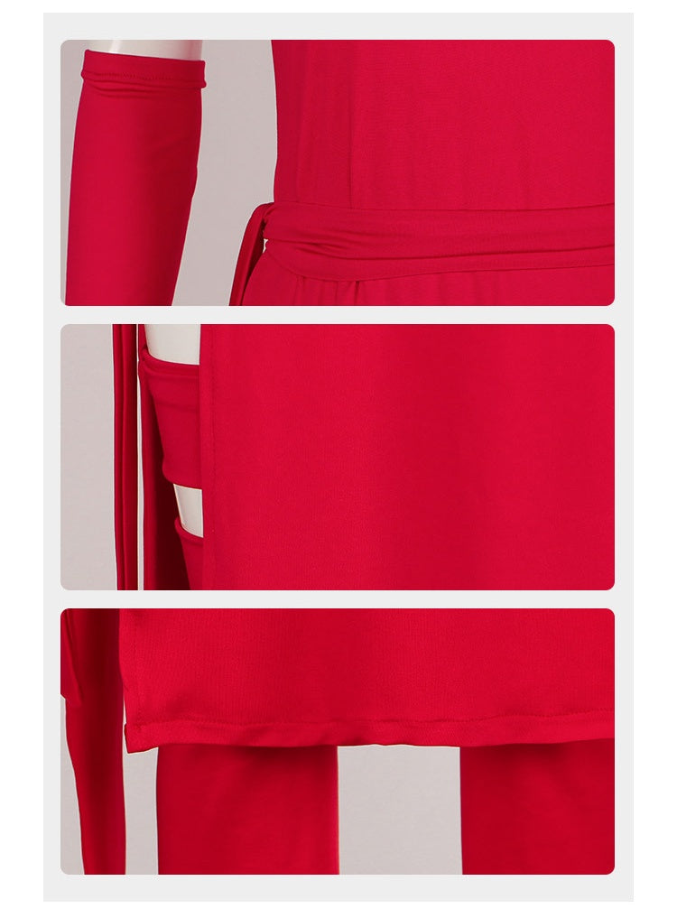 Daredevil 2 Cos Costume Daredevil Hand Elektra Cosplay Performance Red Bodysuit - Halloweez