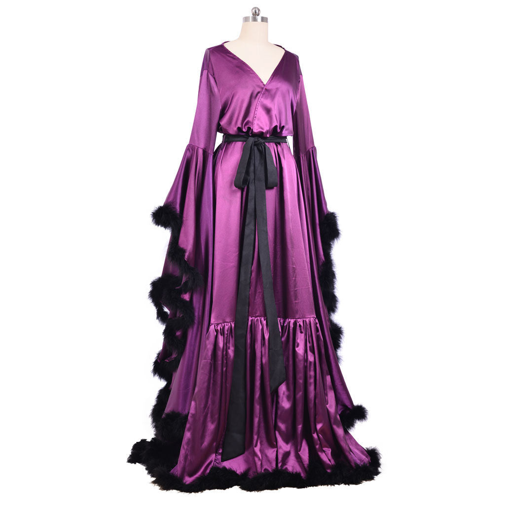 Pijama elegante de estilo medieval para damas: bata nupcial larga estilo boudoir de estilo vintage de Halloweez