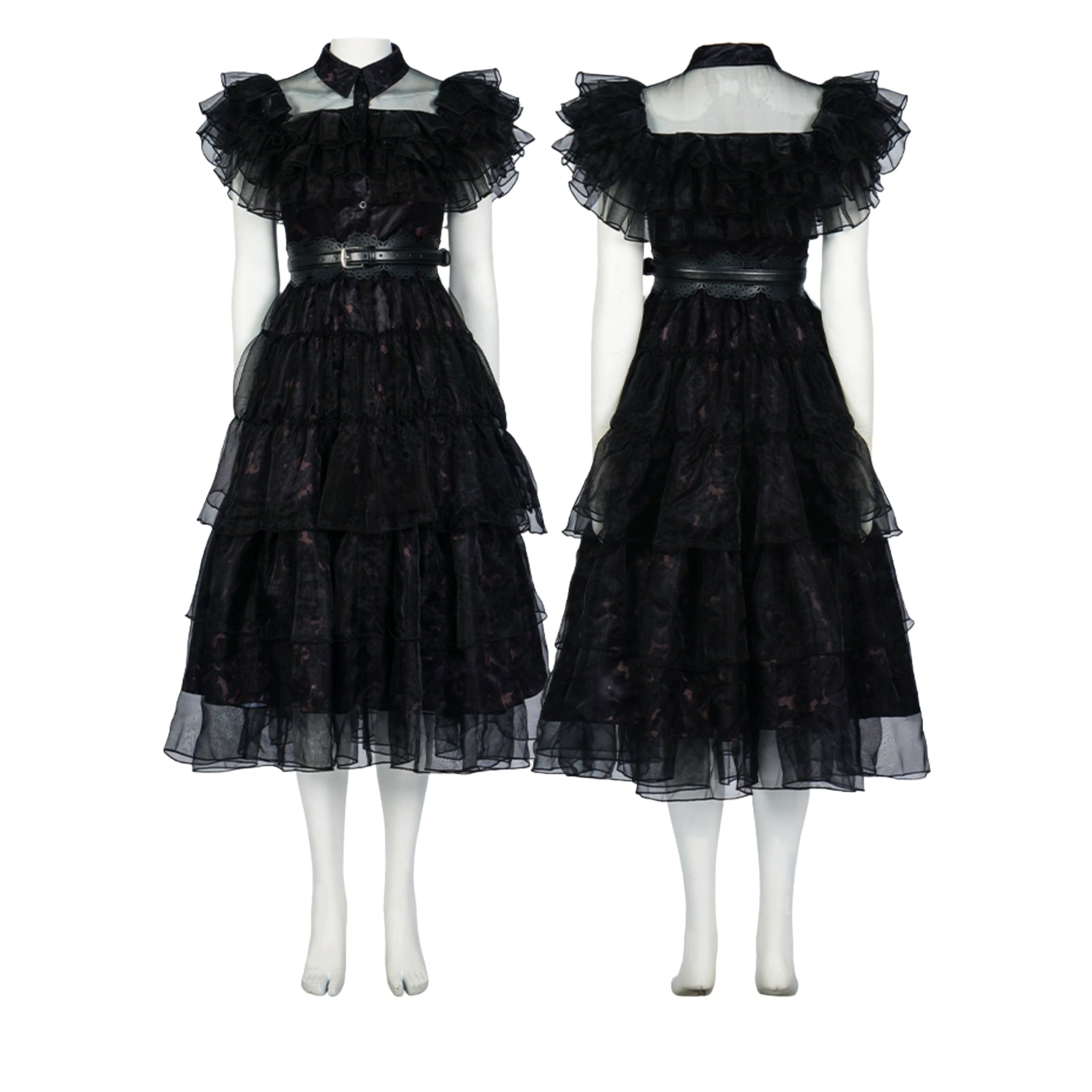 Adams Family Wednesday Addams Cosplay Dress for Women - Halloween Ball Gown Costume - Halloweez