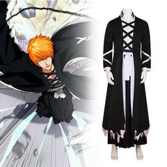 Bleach Ichigo Kurosaki Cosplay Costume - Hollowfication Robe with Cloak - Halloweez