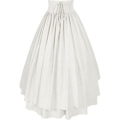 Medieval Renaissance Victorian Gothic Asymmetrical Pleated Tie Halloween Retro Midi Skirt - Halloweez
