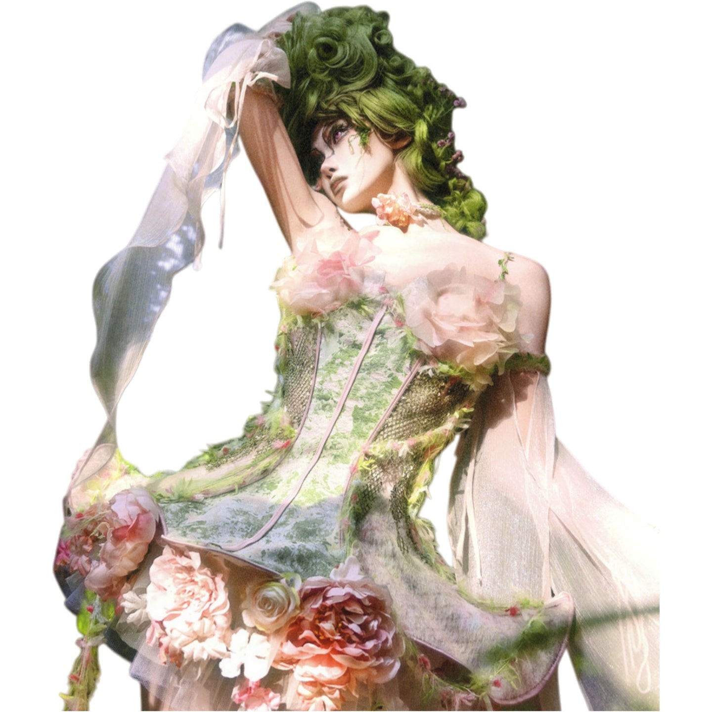 Blood Supply Original Forest Spirit Flower God Fishbone Corset Fairy Style Ethereal Dress Halloween Cosplay Costume - Halloweez