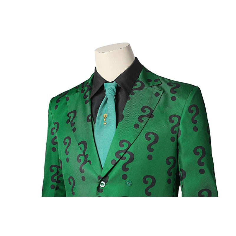 Halloweez Riddler Edward Nygma Green Costume for Men - Super Villain Fancy Dress