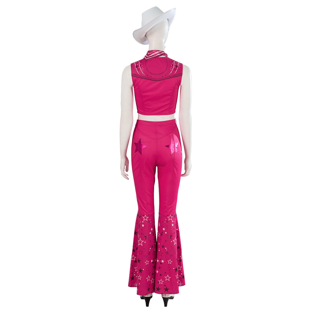 Disfraz de Barbie para Halloween: disfraz de vaquera rosa estilo hippie disco retro de los años 70 y 80 para eventos