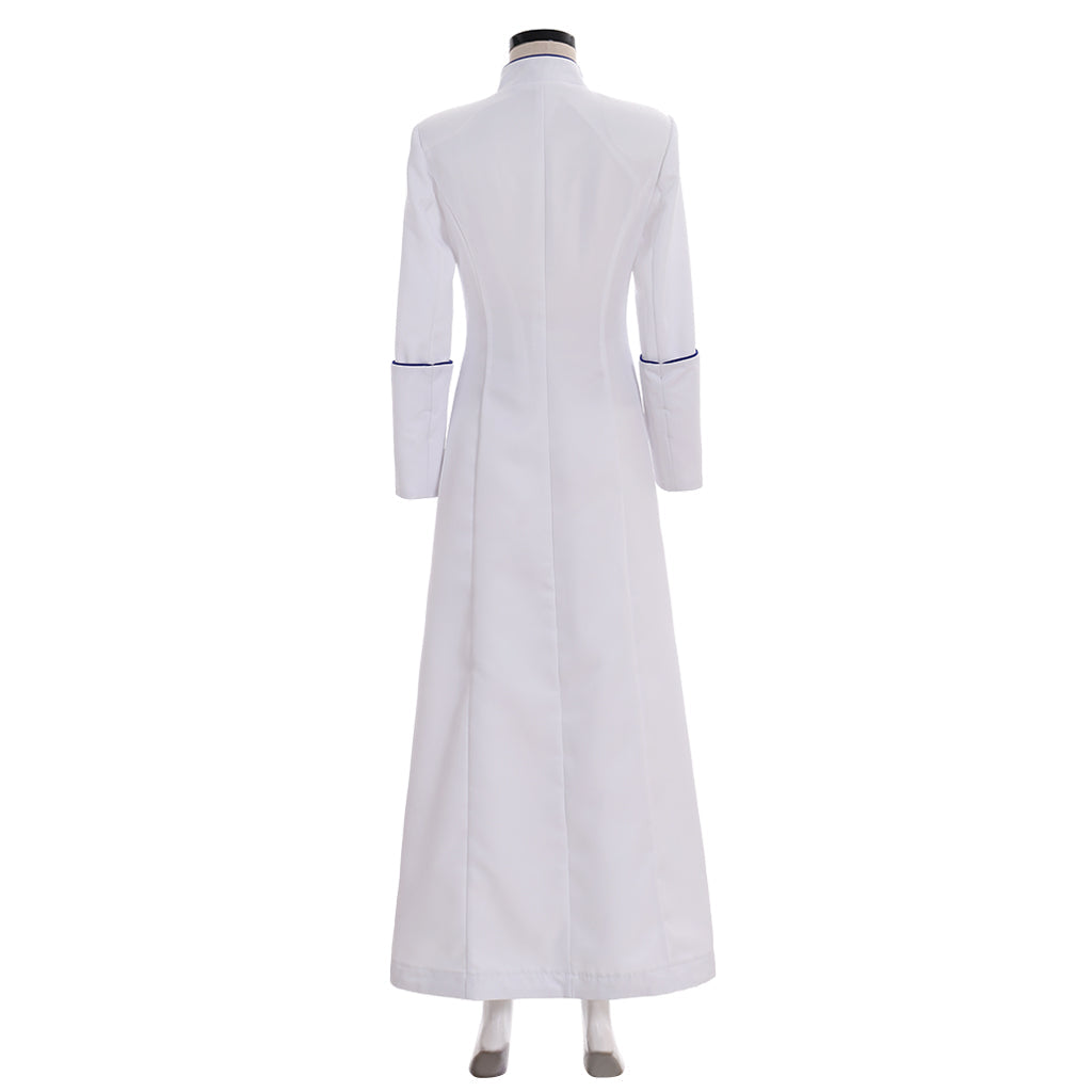 Robe de prêtre blanche élégante pour femme - Vêtements de prêtre d'inspiration médiévale