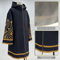 Disfraz de cosplay de Brahman Senju Kawaragi para Halloween: chaqueta y abrigo negros dorados