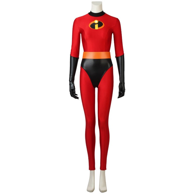Impresionante traje de cosplay de Helen Parr de Elastigirl de Incredibles 2 con máscara de Halloween