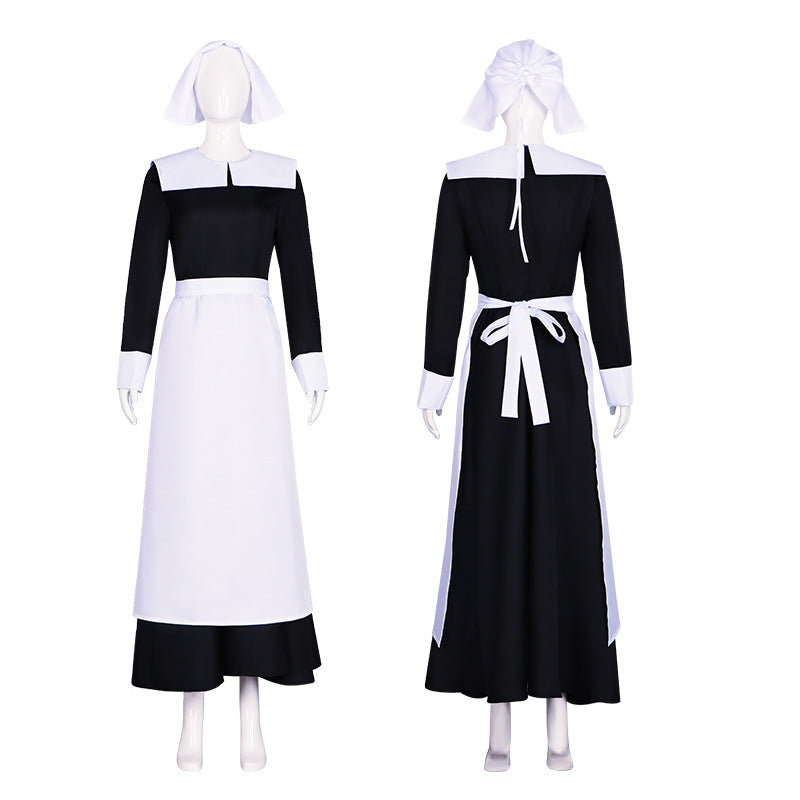 Wednesday Addams Cosplay Maid Dress Lolita Costume for Role Play Party Performance - Halloweez