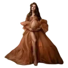 Hot Sale New Soft Mesh Shiny Sleeve V-Neck Chiffon Maternity Cosplay Dress with Small Train - Multiple Colors Available - Halloweez