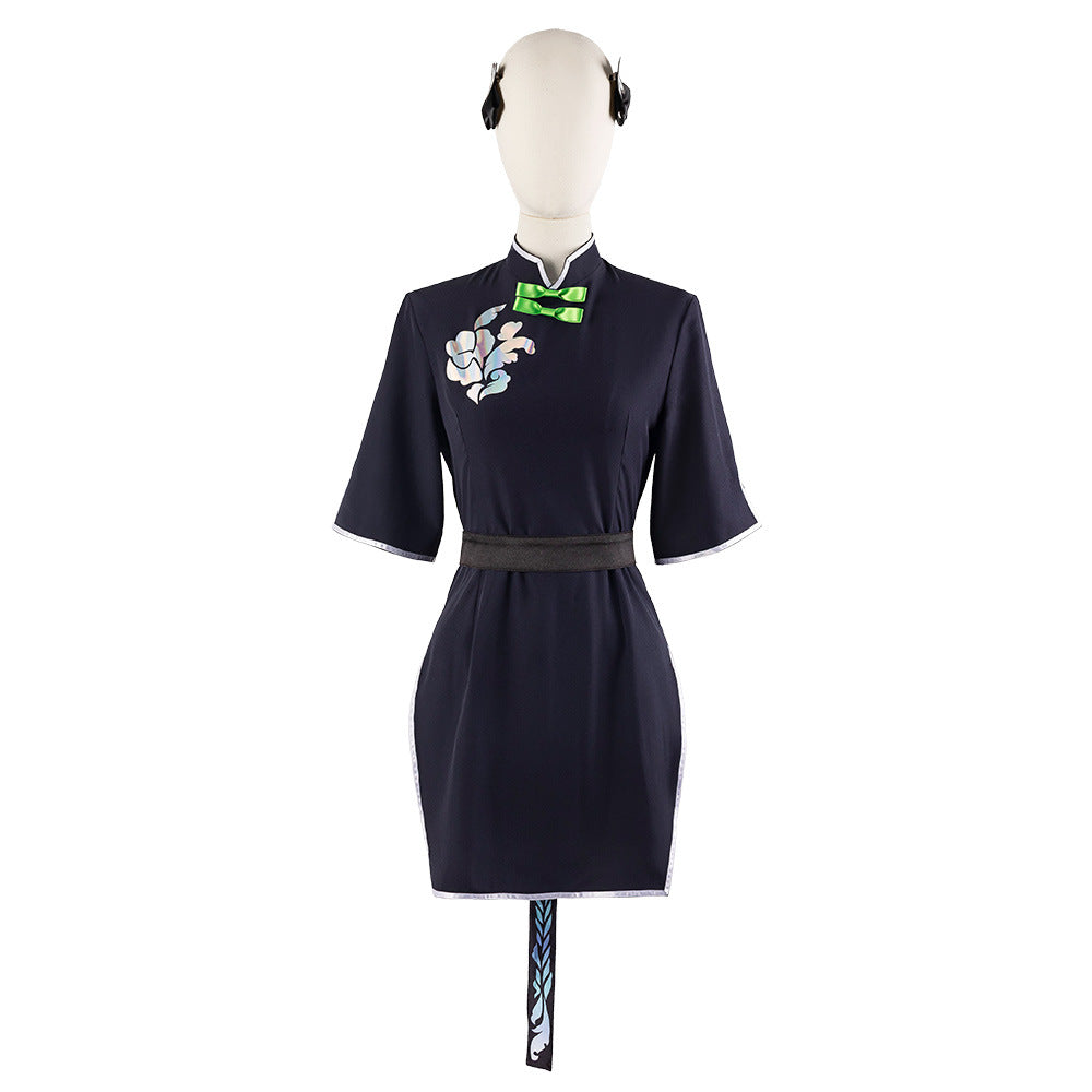 Blue Sunohara Shun Anime Cosplay Female Cheongsam - Blue Archive Cosplay Costume - Halloweez