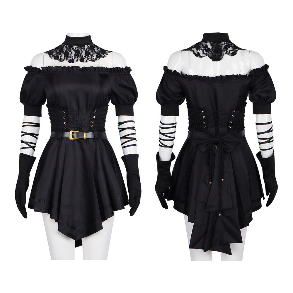 Grok Virtual Girlfriend Cosplay Costume Gothic Style Black Skirt Anime Game Roleplay Outfit for Cosplay Enthusiasts - Halloweez