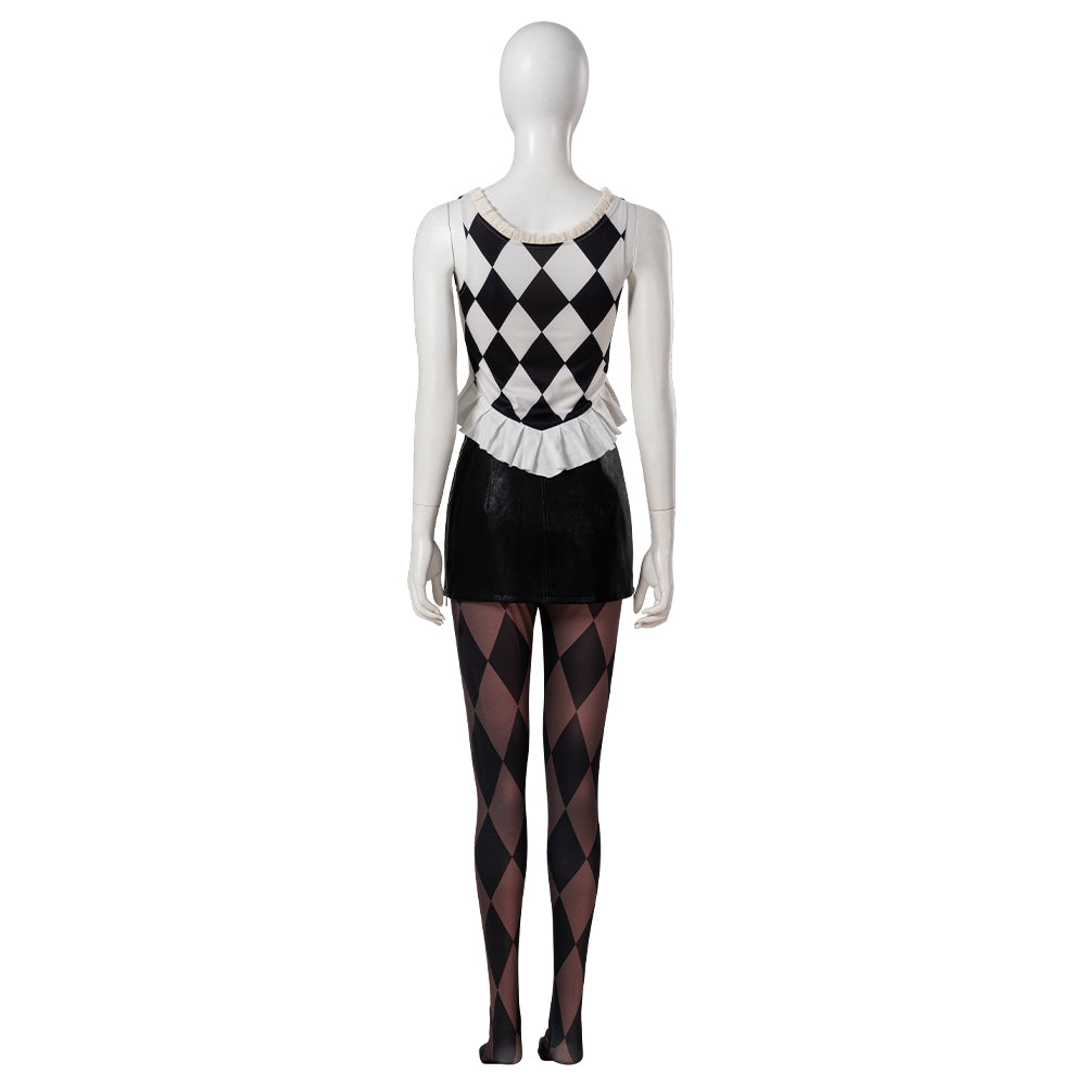 Halloweez Harley Quinn Joker 2 Cosplay Costume - Women's Red Coat & Leather Skirt Ensemble