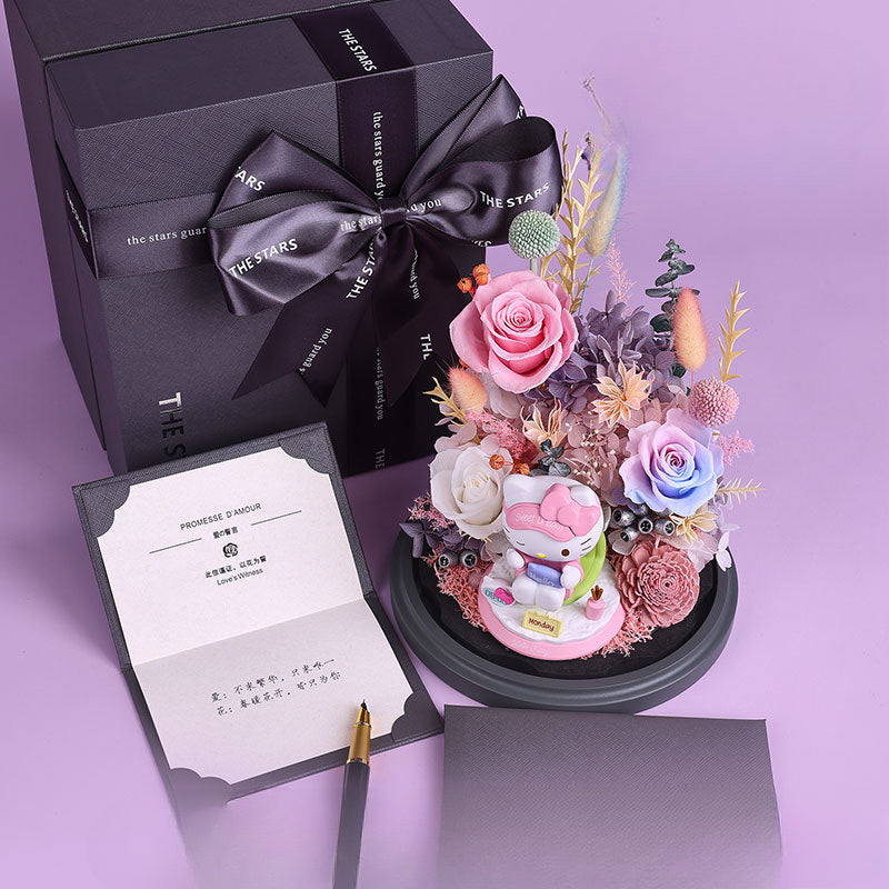 Coffret cadeau de roses éternelles pour Halloween - Cadeau d'anniversaire adorable pour les filles, les amis et les meilleures amies