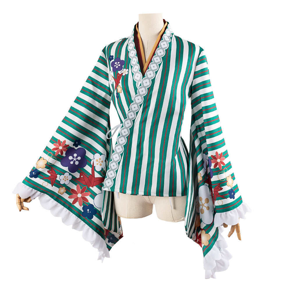 Pretty Derby Umamusume Cosplay Anime Color-blocking Kimono Dress - Nice Nature - Halloweez