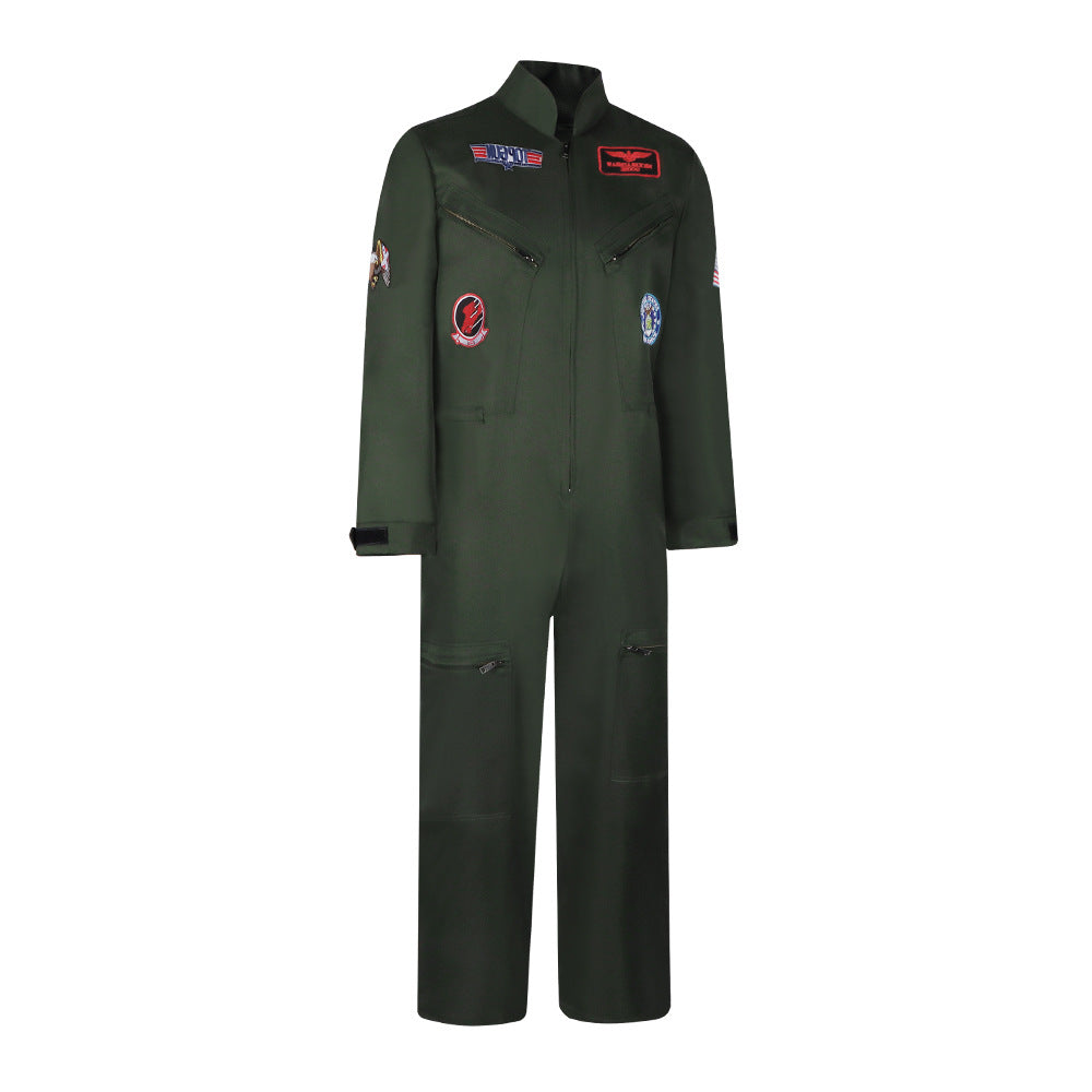 Halloween Top Gun Pilot Costume Cosplay Jumpsuit for Bar Party Sports Performance - Halloweez