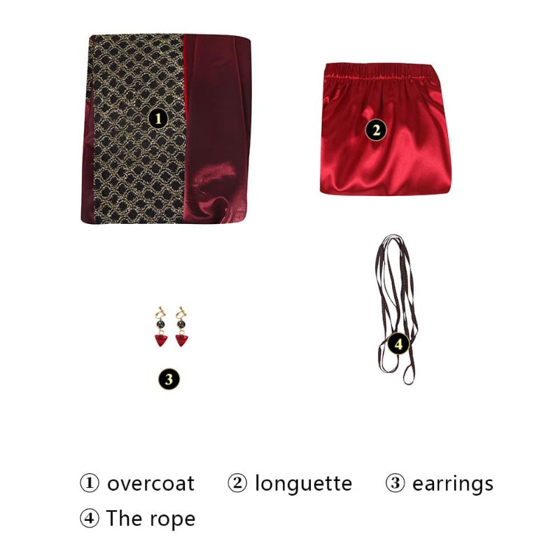 Halloweez Rhaenyra Cosplay Outfit - Long Jacket & Skirt with Earrings - Halloweez