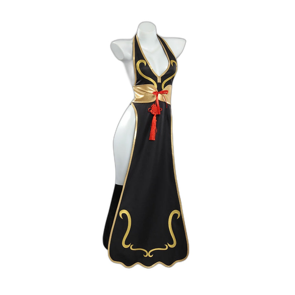 Street Fighter Chun-Li Game Anime Beauty Girl Chun-Li Battle Suit Cosplay Black Cheongsam - Halloweez