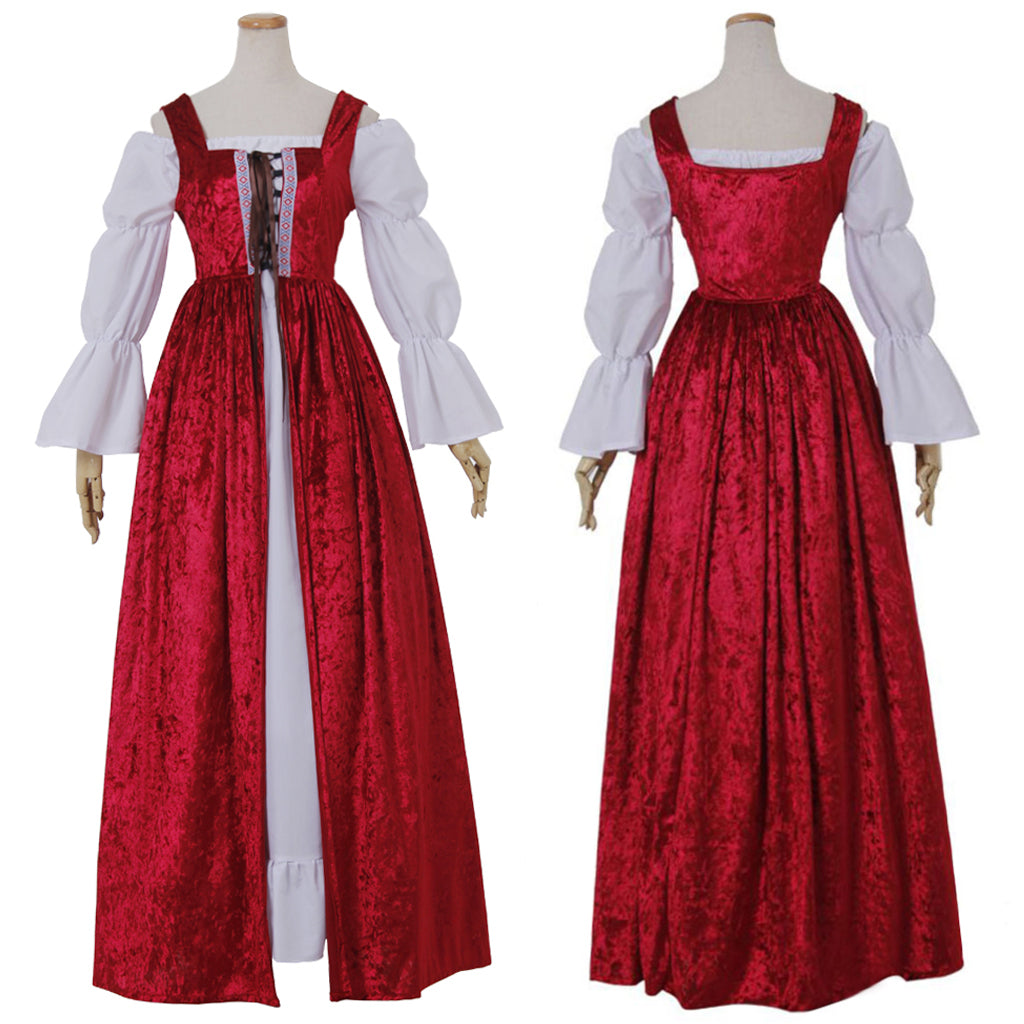 Elegant Halloweez Vintage Medieval Cosplay Costume - Gothic Witch Vampire Dress for Women