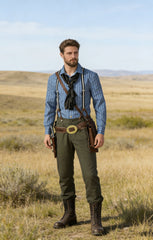 Halloweez Arthur Morgan Cosplay Western Suit – Authentic Denim Outfit with Accessories - Halloweez
