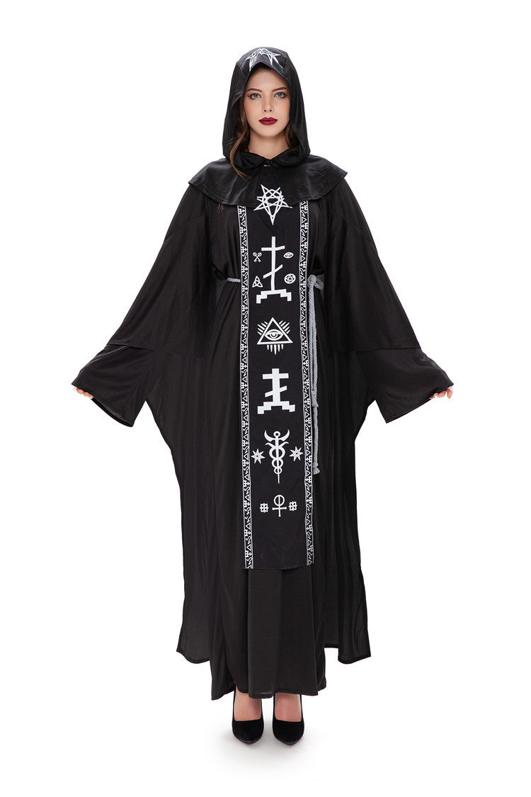 Wizard Black Robe Vampire Cosplay Costume for Halloween Couples 2020 New - Halloweez
