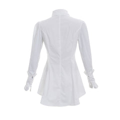 Elegant Halloweez Victorian Gothic Women's Ruffle White Blouse - A Vintage Steampunk Delight