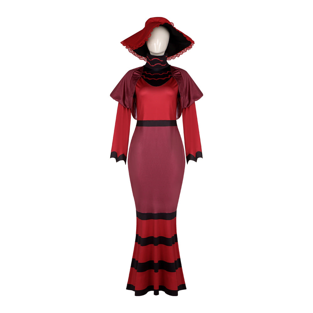 Hell's Hotel Female Demon Lord Rosie Cosplay Costume - Tight Long Dress for Halloween Stage Performance