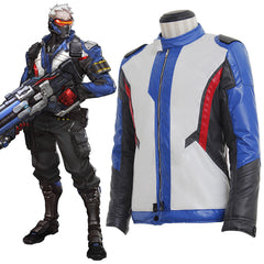 Overwatch Soldier 76 Cosplay Leather Jacket - Game Character Costume for Daily Wear - Halloweez