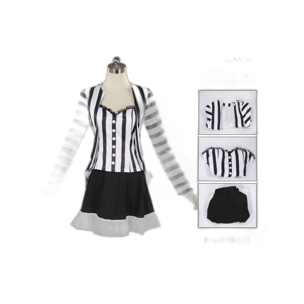 Beetlejuice Cosplay Costume Michael Keaton Black and White Stripe Halloween Outfit - Halloweez