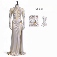 Final Fantasy VII Cloud Crossdress White Evening Gown Cosplay Costume