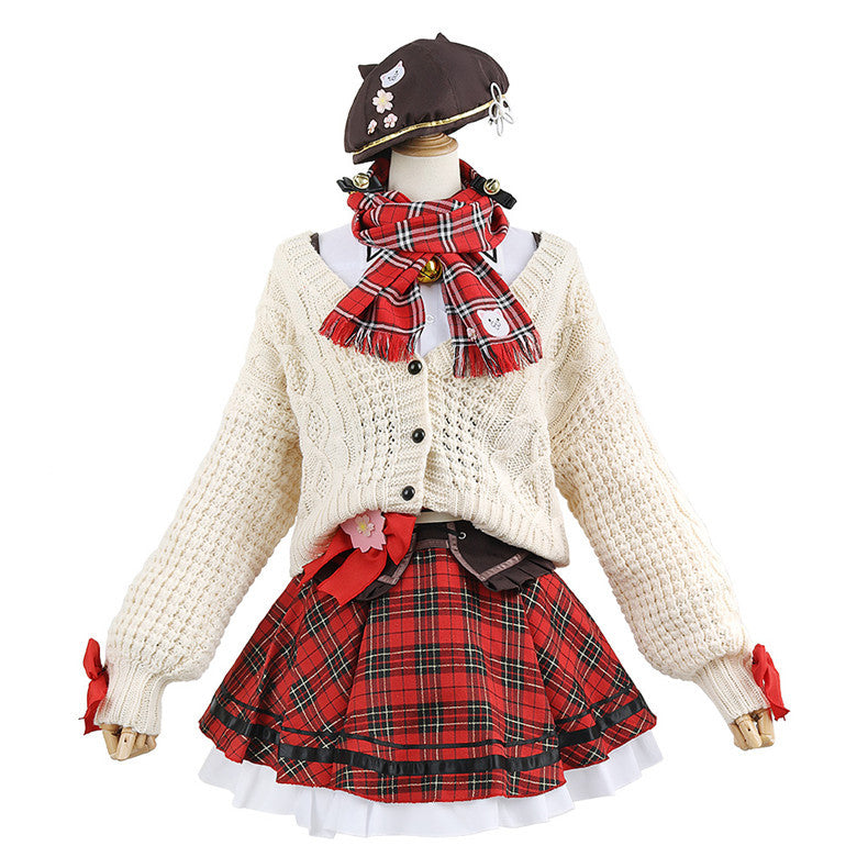 VTuber Sakura Miko Anime Cosplay Costume Sweater Set - Hololive Collection - Halloweez