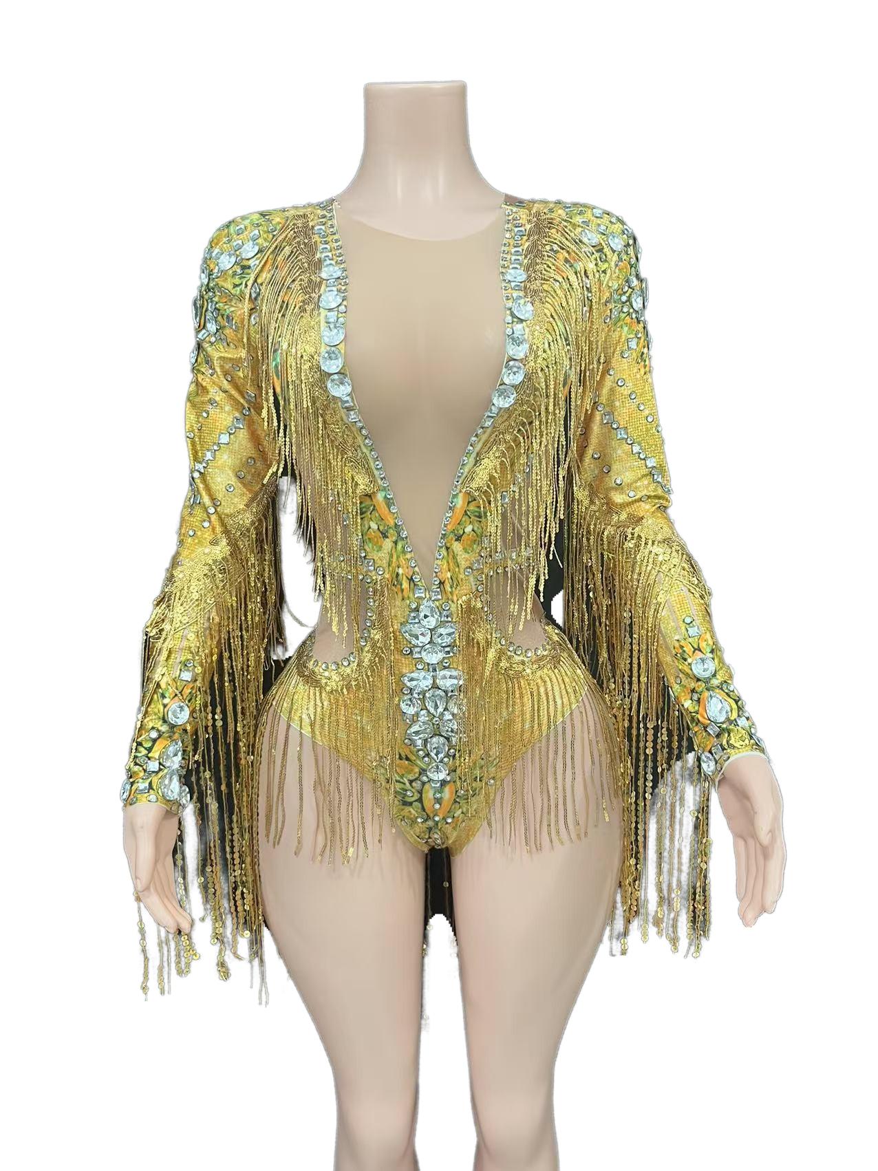 Sexy Sheer Mesh Stage Costume for Live Performance - Silver T-Show Fashion Outfit for Bar Singers, Band Performances & Livehouse Events - Halloweez